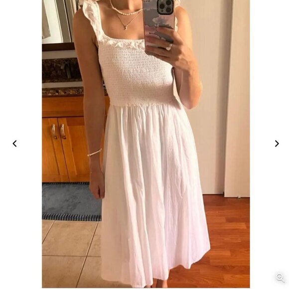 Aritzia Wilfred Reminisce Smocked Midi Dress Coral Blush Size XS - Picture 4 of 9